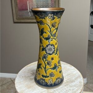 Formalities by Baum Bros Elegant Floral Yellow and Blue Vase